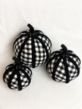 Load image into Gallery viewer, Gingham Checked Pumpkin Decoration - A Bauble Affair
