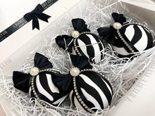 Load image into Gallery viewer, Zebra Print Baubles - Set Of 4 - A Bauble Affair
