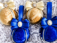 Load image into Gallery viewer, Royal Blue &amp; Gold Baubles - Set Of 4 - A Bauble Affair
