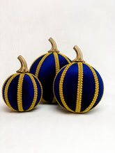 Load image into Gallery viewer, Oxford Navy Blue Pumpkin Decoration - A Bauble Affair
