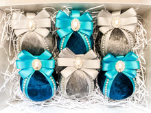 Load image into Gallery viewer, Turquoise &amp; Silver Baubles - Set Of 6 - A Bauble Affair
