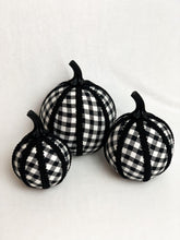 Load image into Gallery viewer, Gingham Checked Pumpkin Decoration - A Bauble Affair
