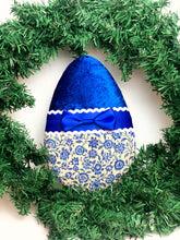 Load image into Gallery viewer, Large Luxury Easter Egg Wreath Accessory - Dutch Blue Flower Pattern - A Bauble Affair
