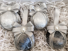 Load image into Gallery viewer, Silver &amp; Grey Baubles - Set Of 4 - A Bauble Affair
