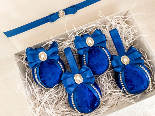 Royal Blue Baubles - Set Of 4 - A Bauble Affair