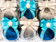 Load image into Gallery viewer, Turquoise &amp; Silver Baubles - Set Of 6 - A Bauble Affair
