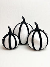 Load image into Gallery viewer, White &amp; Black Pumpkin Decoration - A Bauble Affair
