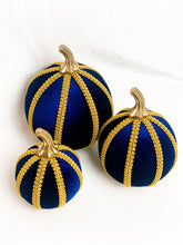 Load image into Gallery viewer, Oxford Navy Blue Pumpkin Decoration - A Bauble Affair
