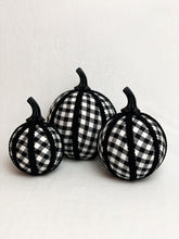 Load image into Gallery viewer, Gingham Checked Pumpkin Decoration - A Bauble Affair
