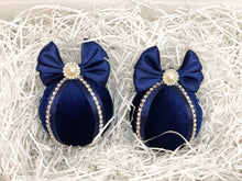 Load image into Gallery viewer, Navy Blue Baubles - Set Of 2 - A Bauble Affair
