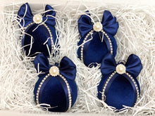 Load image into Gallery viewer, Navy Blue Baubles - Set Of 4 - A Bauble Affair
