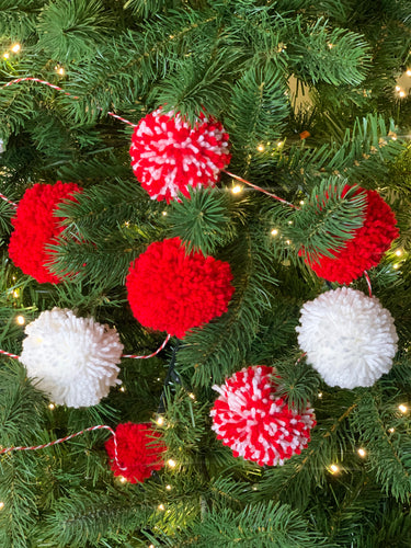 Red & White Pom-pom Garlands - A Bauble Affair