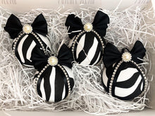 Load image into Gallery viewer, Zebra Print Baubles - Set Of 4 - A Bauble Affair
