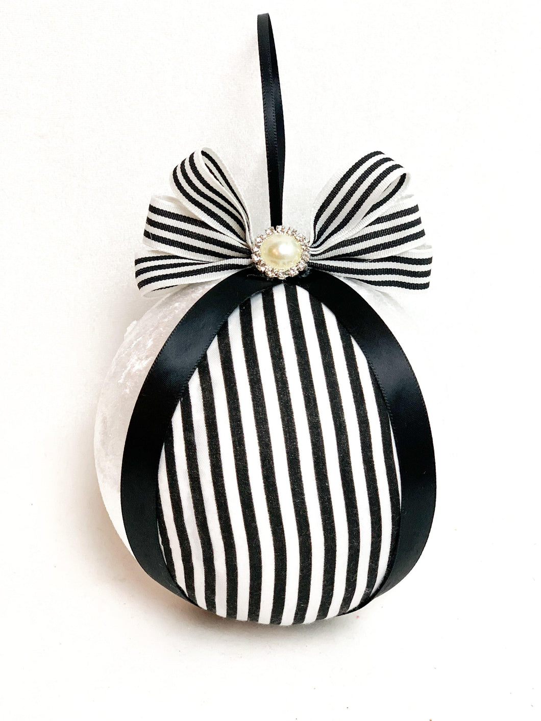 Pinstripe White Baubles - A Bauble Affair