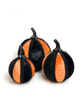 Load image into Gallery viewer, Black &amp; Orange Pumpkin Decoration - A Bauble Affair
