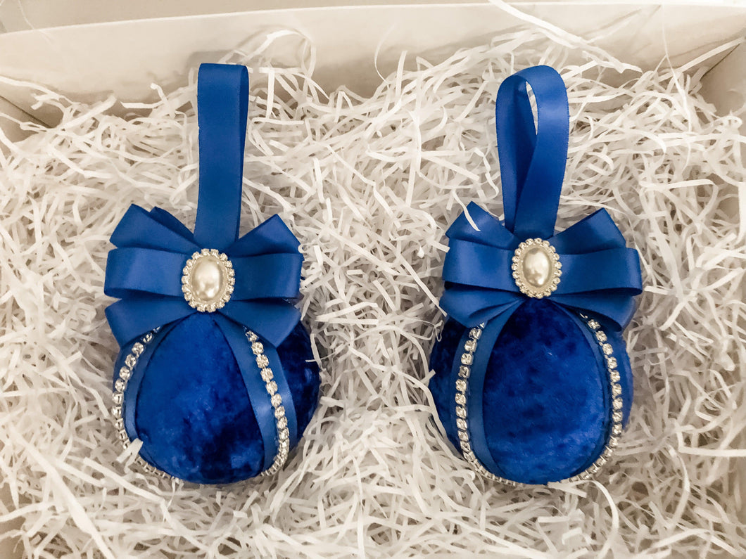 Royal Blue Baubles - Set Of 2 - A Bauble Affair