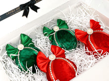 Load image into Gallery viewer, Red &amp; Emerald Green Baubles - Set Of 4 - A Bauble Affair
