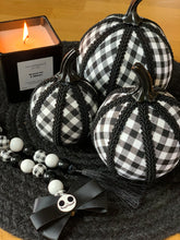 Load image into Gallery viewer, Gingham Checked Pumpkin Decoration - A Bauble Affair
