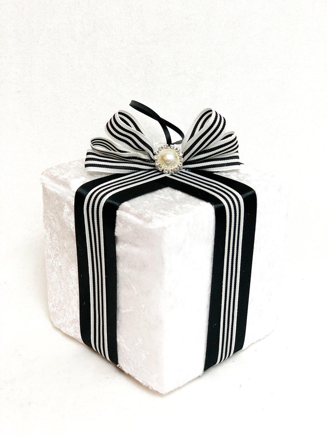 White Pinstripe Present Decorations - A Bauble Affair