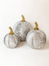 Load image into Gallery viewer, Silver Grey Pumpkin Decoration - A Bauble Affair
