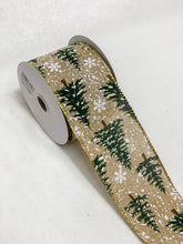 Load image into Gallery viewer, 2.5” Sparkly Natural Christmas Woodland Wired Ribbon - A Bauble Affair
