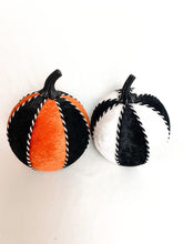 Load image into Gallery viewer, Orange &amp; Black Pumpkin Decoration - A Bauble Affair
