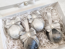 Load image into Gallery viewer, Silver &amp; Grey Baubles - Set Of 4 - A Bauble Affair
