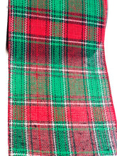 Load image into Gallery viewer, 5.5” Red &amp; Green Tartan Wired Ribbon - A Bauble Affair
