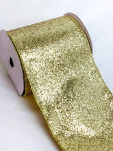 Load image into Gallery viewer, 5.5” Sparkly Gold Wired Ribbon - A Bauble Affair
