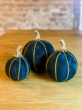 Load image into Gallery viewer, Sparkly Black Pumpkin Decoration - A Bauble Affair
