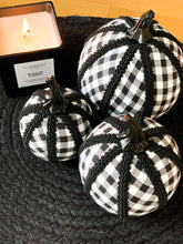 Load image into Gallery viewer, Gingham Checked Pumpkin Decoration - A Bauble Affair
