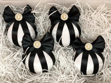 Load image into Gallery viewer, White &amp; Black Baubles - Set Of 4 - A Bauble Affair
