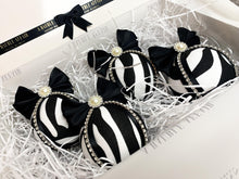 Load image into Gallery viewer, Zebra Print Baubles - Set Of 4 - A Bauble Affair
