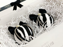 Load image into Gallery viewer, Zebra Print Baubles - Set Of 2 - A Bauble Affair
