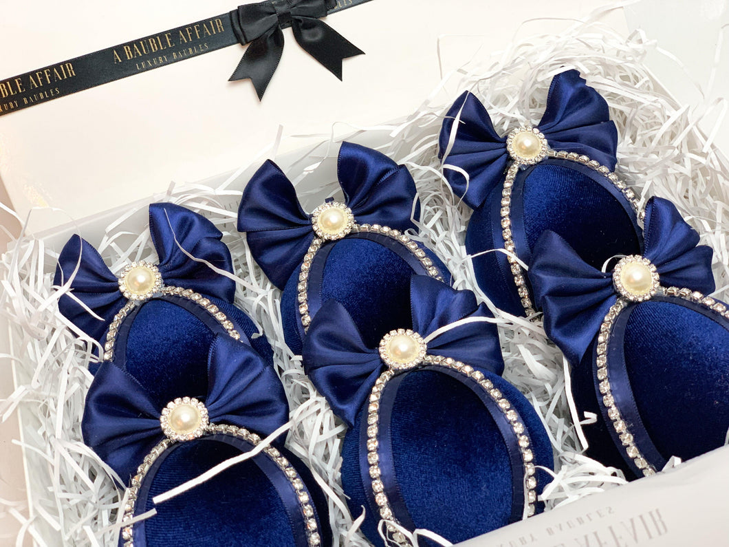 Navy Blue Baubles - Set Of 6 - A Bauble Affair